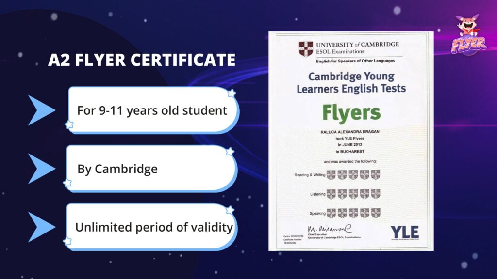 Cambridge A2 Flyers English certificate