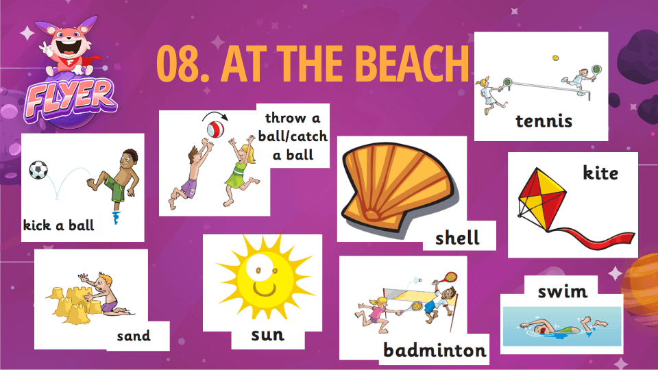 Starters vocabulary topic At the beach