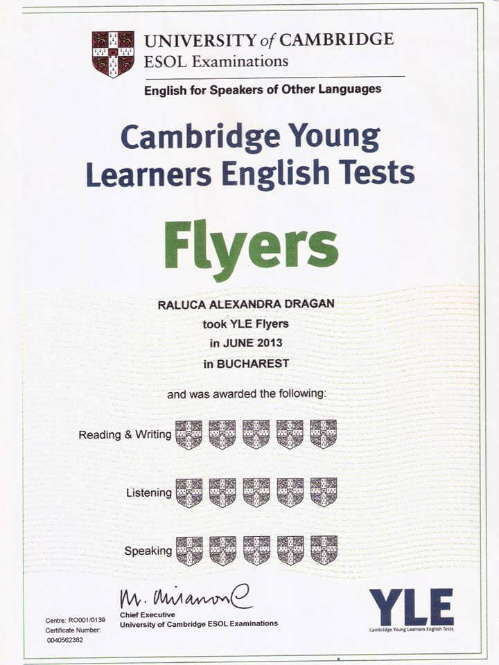 Cambridge Flyers certificate