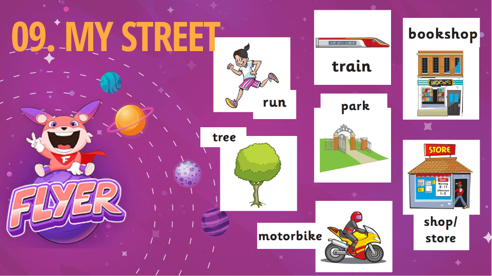 Starters vocabulary topic My street